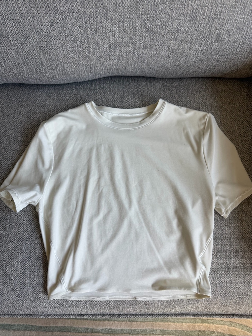 lululemon Wundermost Ultra Soft Nulu Crew Cropped T-Shirt Light Ivory Size 8